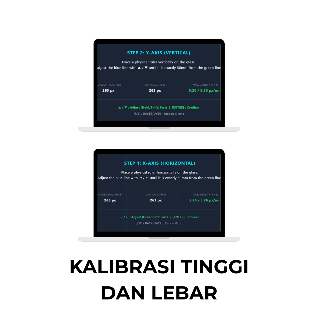 Panduan kalibrasi tinggi dan lebar layar Snellen Digital